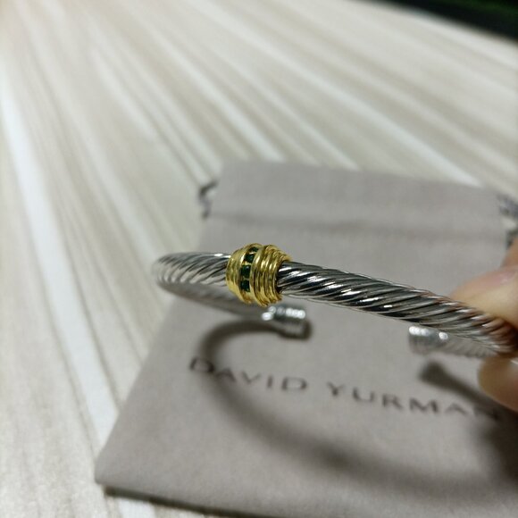 David Yurman Silver Bracelet with Prasiolite and 14K Yellow Gold,5mm - Picture 5 of 5